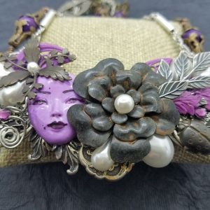 purple lady assemblage necklace