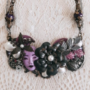 purple lady assemblage necklace by french ostrich