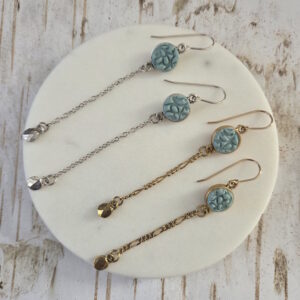 petite bezel dangle earrings by french ostrich