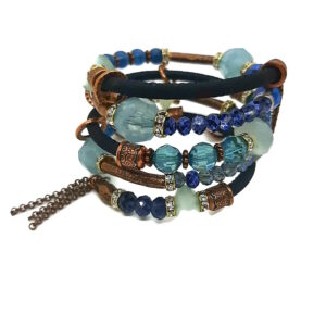 blue and copper wrap bracelet - french ostrich