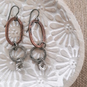 copper and silver hoop earrings by french ostrich