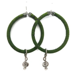 lightweight green cork hoop earrings
