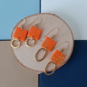 orange dangle earrings - french ostrich