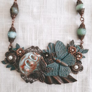 aqua and copper collage necklace by french ostrich