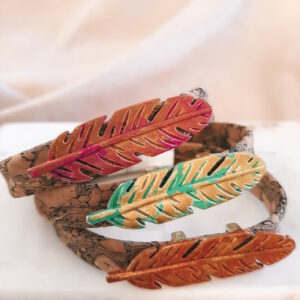 cork bracelets with feather bead by french ostrich