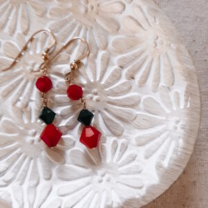 red and black swarovski earrings