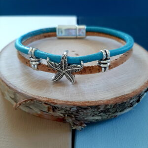 cork bracelet with star fish - french ostrich