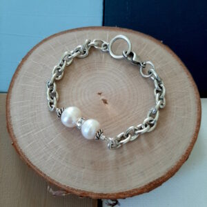 pearl and silver chain bracelet - french ostrich