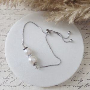 double pearl adjustable bracelet by french ostrich