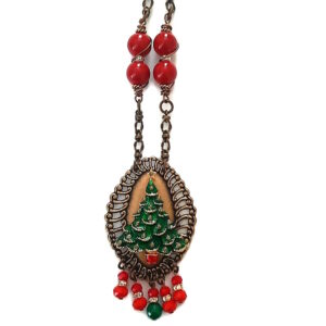 Christmas tree necklace - french ostrich
