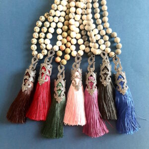 beaded necklace with marcasite and silk tassel - french ostrich