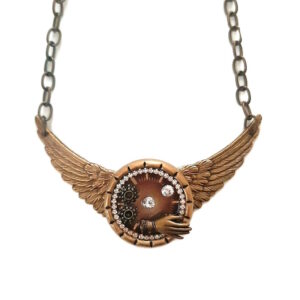 steampunk necklace - french ostrich