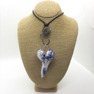 navy and silver heart pendant - french ostrich