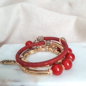 red and gold wrap bracelet by french ostrich