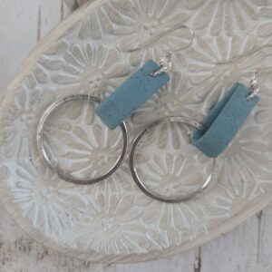 aqua cork earrings with large silver hoop by french ostrich