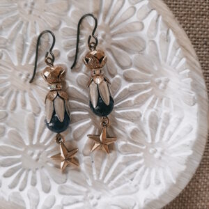 mixed metal earrings with lapis bead by french ostrich