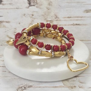 red and gold wrap bracelet by french ostrich