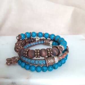 turquoise brown and copper wrap bracelet by French Ostrich