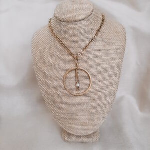 gold 24" circle and bar necklace by french ostrich