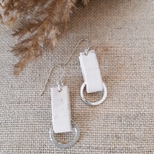 cork earrings with silver hoop by french ostrich