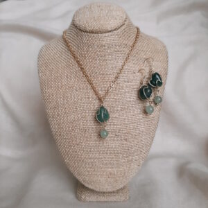 jade necklace and earring set by french ostrich