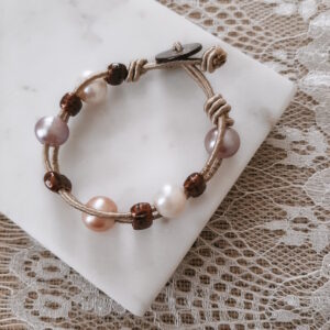 pearl and silk cord bracelet for small wrists by french