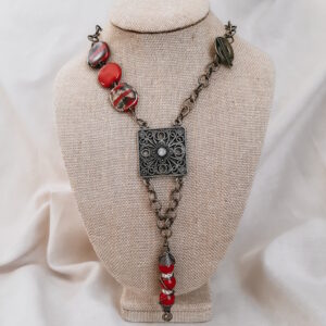 upcycled belt piece necklace by french ostrich