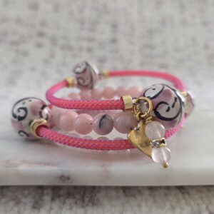 Pink Sicilian Bead Wrap Bracelet