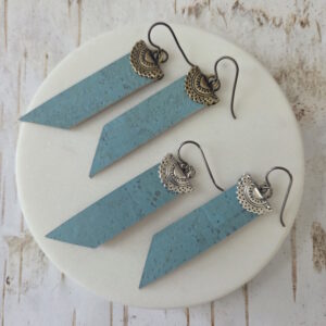 aqua cork earrings by french ostrich