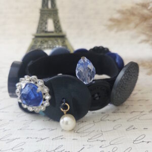 blue vintage button bracelet by french ostrich