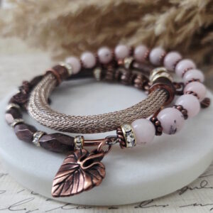 copper and rose quartz wrap bracelet by french ostrich