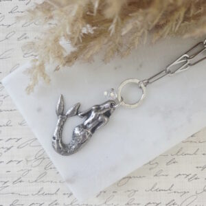 mermaid pendant on paperclip chain by french ostrich