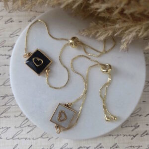 mini bezel adjustable bracelet with heart by french ostrich