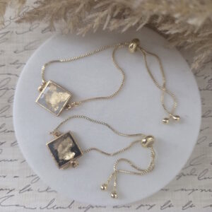 mini bezel bracelet with adjustable chain by french ostrich