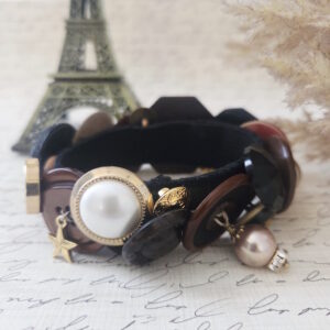 neutral tones vintage button bracelet by french ostrich