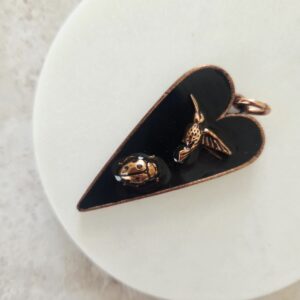 hummingbird ladybug heart pendant by french ostrich