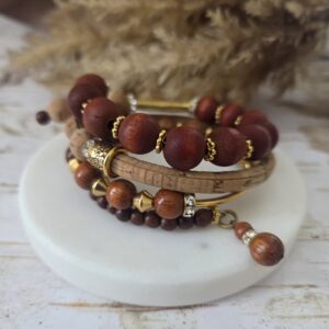 cork and wood beads wrap bracelet by french ostrich