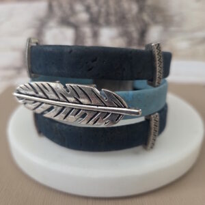 navy and teal cork cuff bracelet by french ostrich
