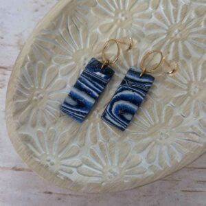 lightweight blue and black earrings by french ostrich