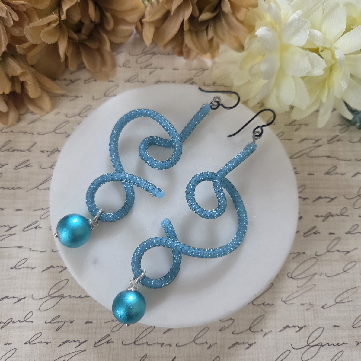 turquoise statement earrings by french ostrich