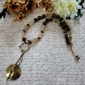 tiger eye statement necklace by french ostrich