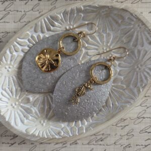 silver cork earrings with sea charms by french ostrich