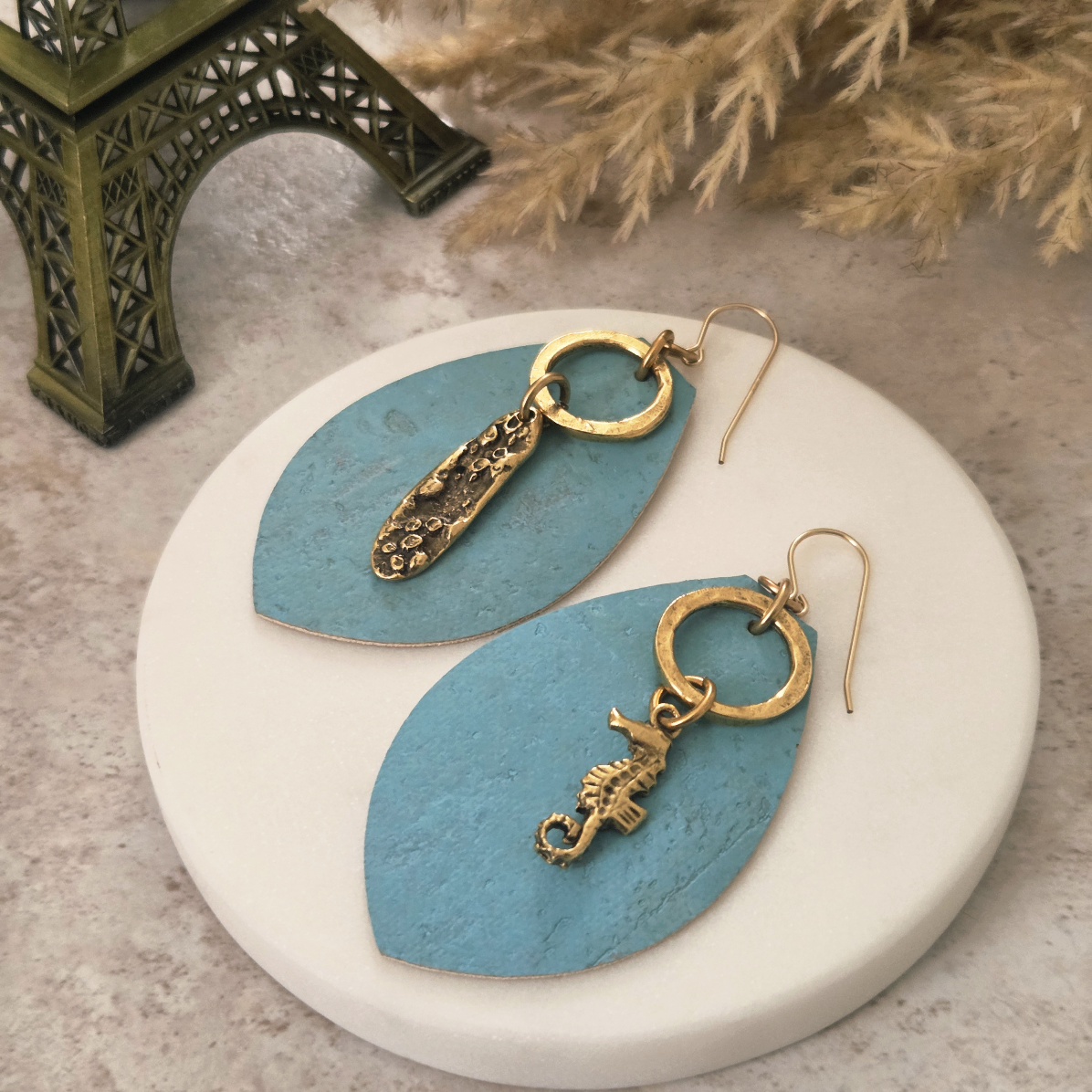 sea-theme cork earrings by frenchostich