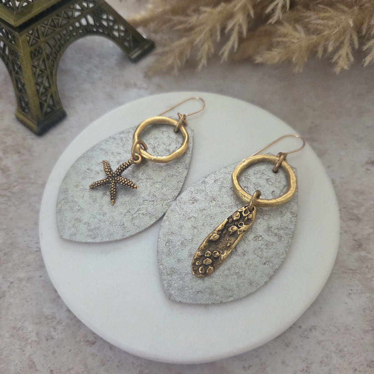 beachy silver cork earrings by french ostrich